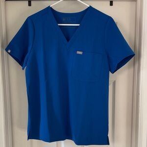 Figs Royal Blue V-Neck Scrub Top